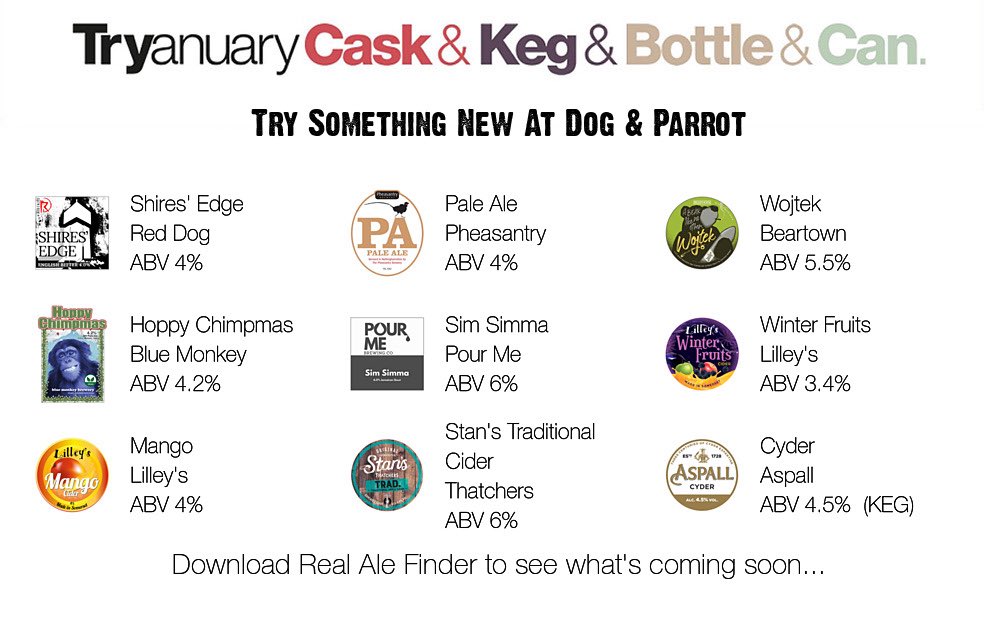On the bar today!
Beer Board: bit.ly/2vu8OV3
#tryanuary  <a href="/PheasantryBeer/">Pheasantry Brewery</a> <a href="/BeartownBrewery/">Beartown Brewery</a> <a href="/blue_brewery/">Blue Monkey Brewery</a> <a href="/lilleyscider/">Lilley's Cider</a> <a href="/thatchers_cider/">Thatchers</a> <a href="/Aspall/">Aspall</a> 
#RealAleFinder