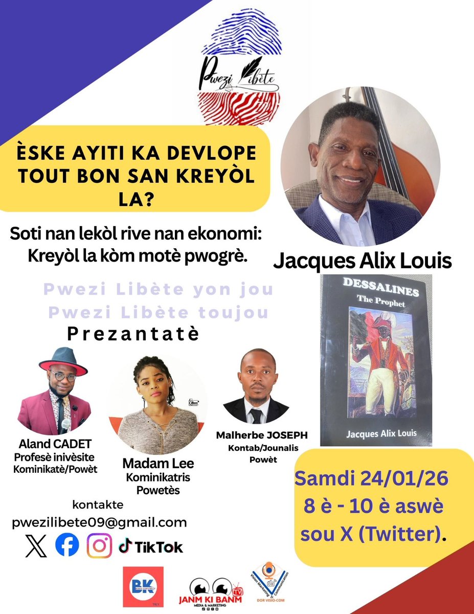 Ayiti pa ka devlope si nou pa sèvi ak lang manman nou nan tout nivo! 
Vin nou patisipe nan yon gwo koze sou X Space kote n pral pale sou: Kreyòl la kòm levye devlopman.
Vini aprann, pataje konesans pandan n ap di tèks. 
Pa rate espas sa! 
Se lang nou ki fòs nou.