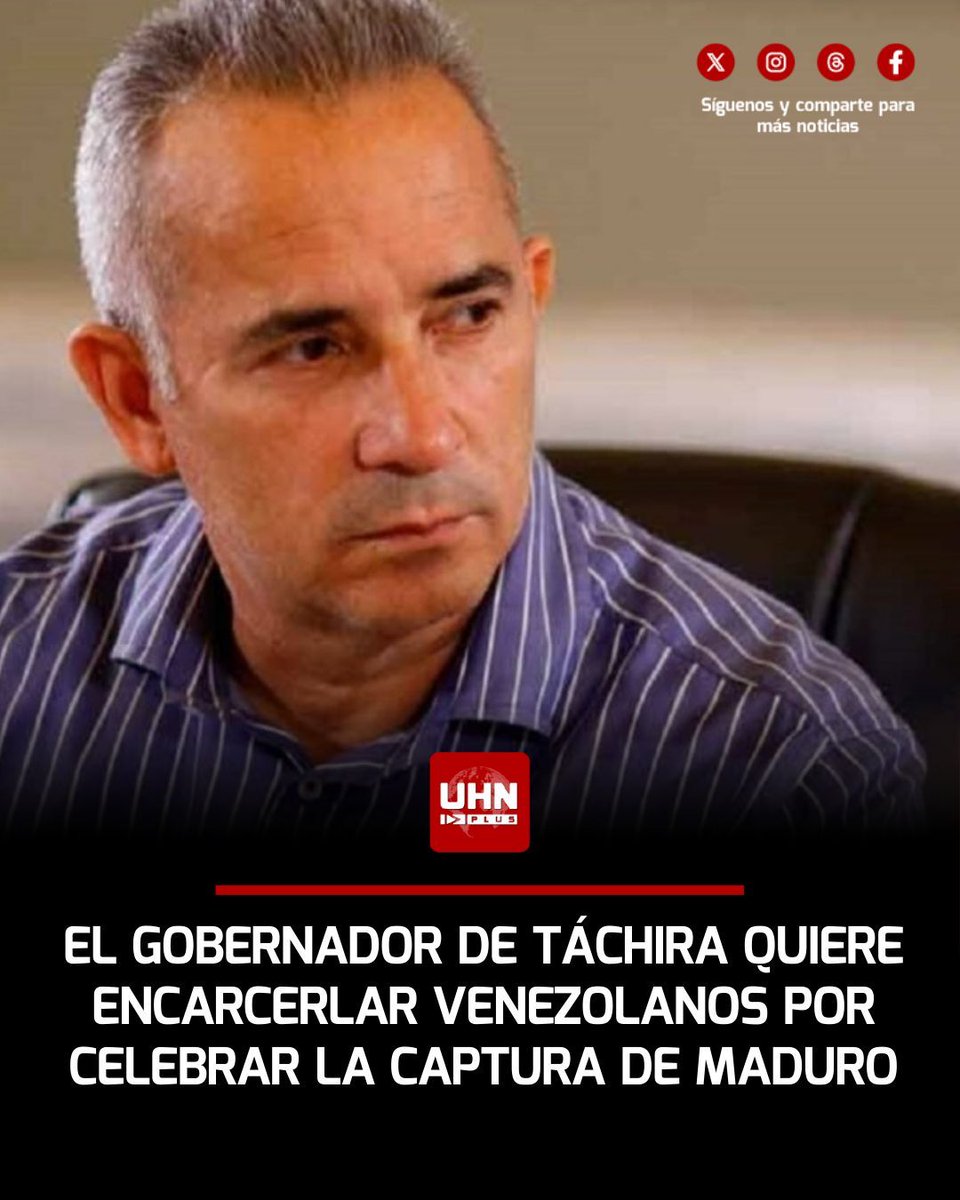 🇻🇪‼️ | A Donald Trump le queda trabajo por hacer en Venezuela. El gobernador chavista de Táchira, Freddy Bernal, amenazó con encarcelar a cualquier ciudadano venezolano que celebre la captura de Nicolás Maduro. "No vamos a permitir bajo ninguna circunstancias las burlas y las