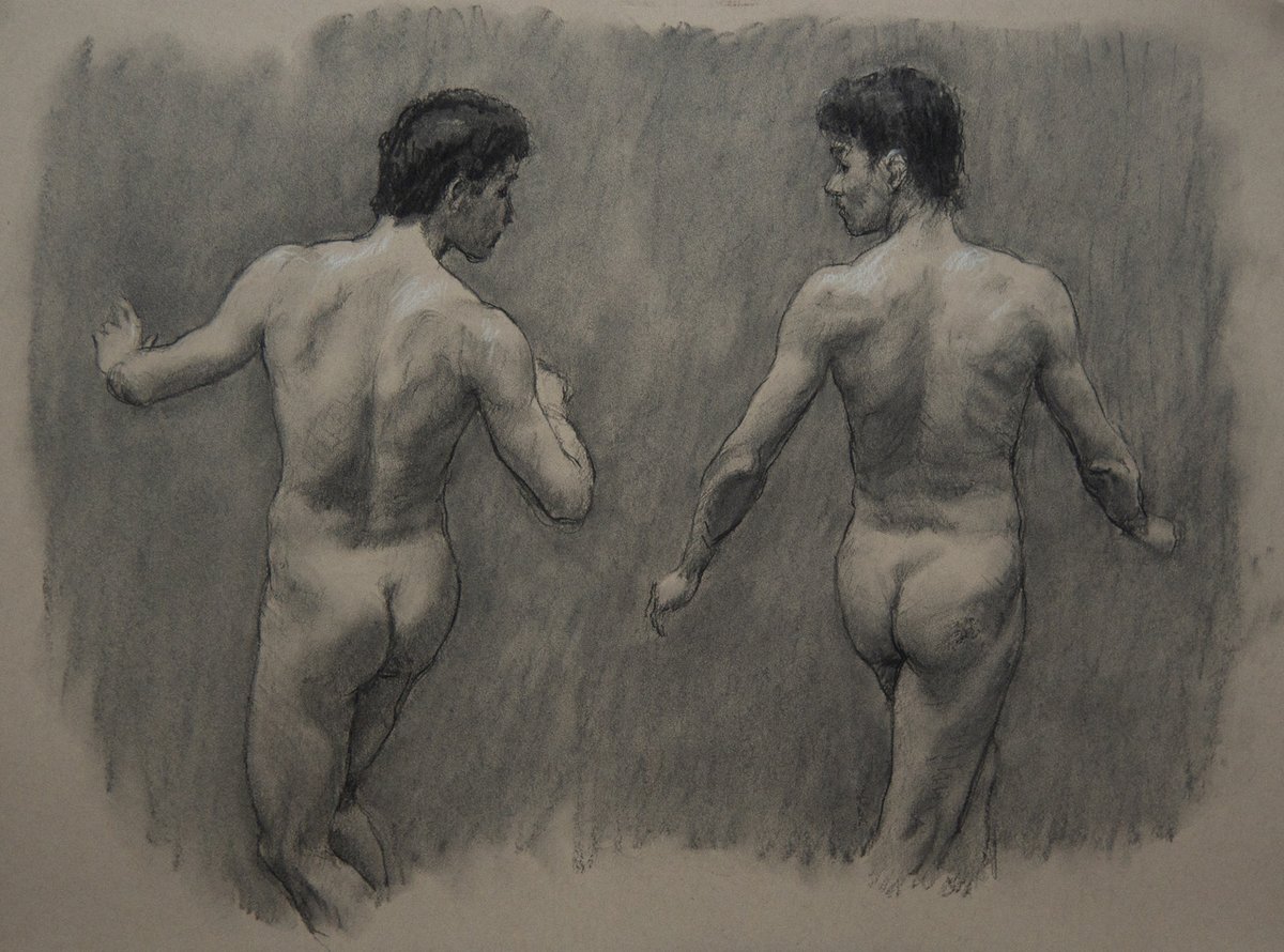 Two life studies, charcoal.

#charcoal #figurativeart