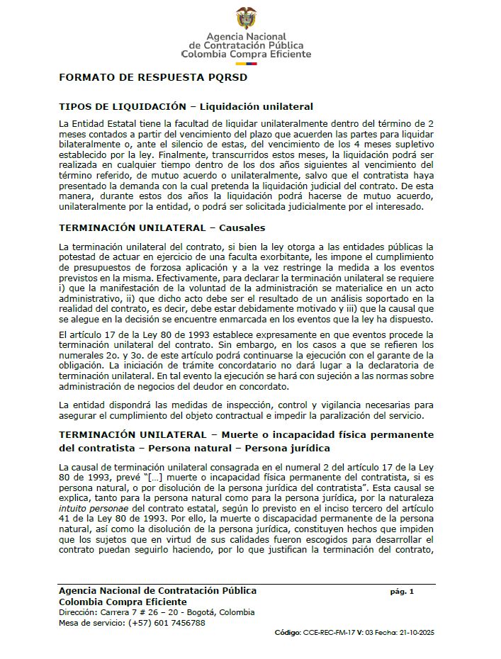 comprapublica_'s tweet image. 🧟¿Qué consecuencias trae la muerte de la persona natural contratista cuando no hay cláusula excepcional de terminación unilateral pactada en el contrato?

Colombia Compra analiza esta particular situación

Descarga aquí👇
buff.ly/S8WrDBa