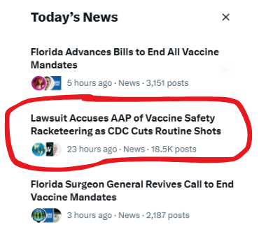 maryhollandnyc's tweet image. Share, share, share. @CHDTVLive @ChildrensHD 
AAP accused of operating a decades-long racketeering scheme that deceived America about vaccine safety for maximum profit. Children's Health Defense and multiple plaintiffs just filed a federal RICO fraud case against the American…