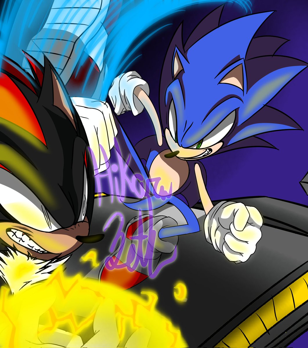 Un pequeño re-dibujo de Sonic vs Shadow 
#SONIC #sonicthehedegehog #fypage #foryoupage #artist