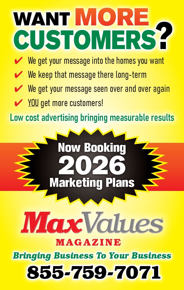 MaxValuesMag's tweet image. 🔥 Want more customers in 2026? 🔥
MaxValues delivers your message straight into local homes — and keeps it there.
Low-cost advertising. Real results.
✅ Booking 2026 marketing plans now!
maxvaluesmag.com
 | 855-759-7071