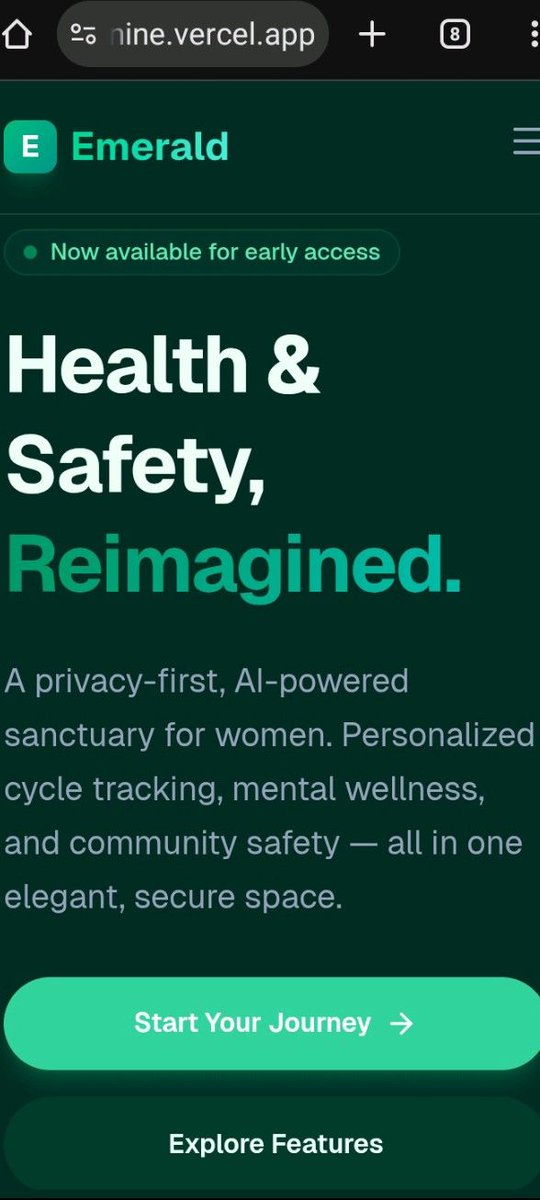SheIsJay001's tweet photo. I’d love your feedback and support. Feel free to share with someone who needs this.
#HealthTech #WomensHealth #FemTech #WebAppLaunch #EmeraldApp #PrivacyFirst #AIForGood https://t.co/vqHzgvCbsU