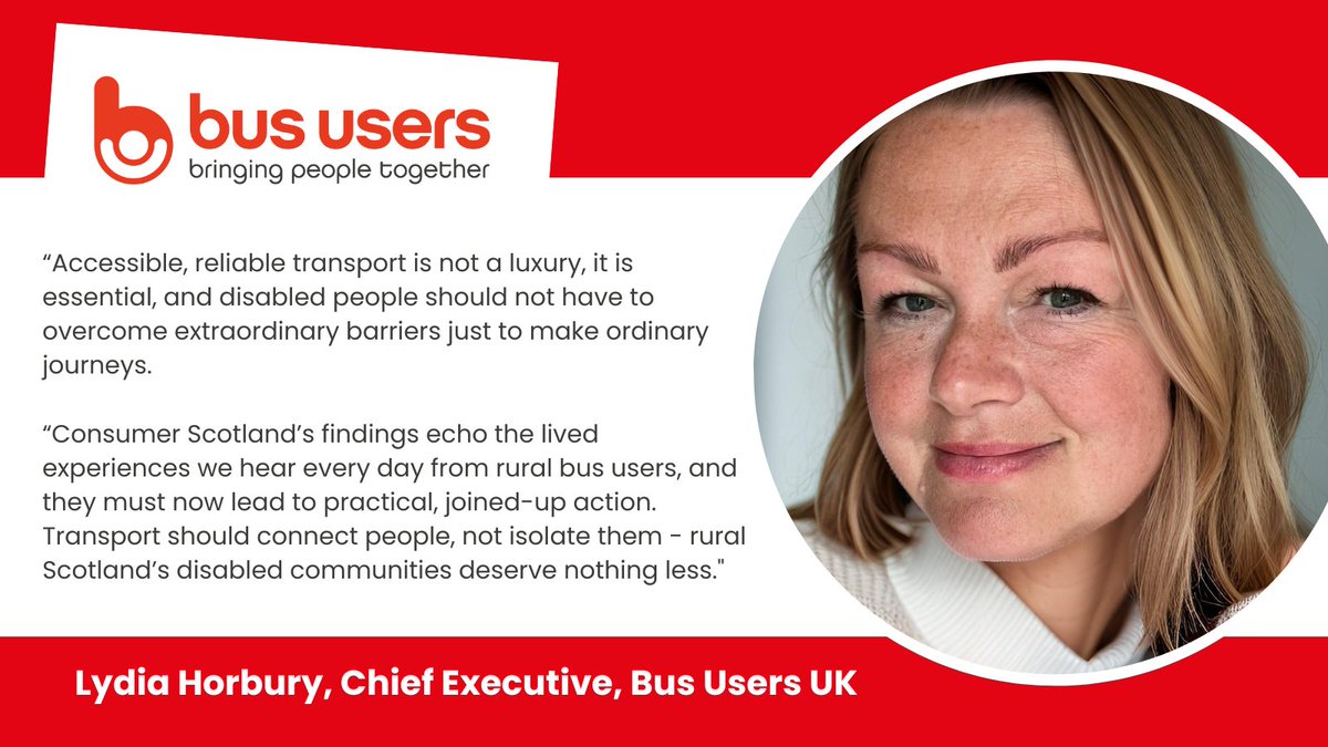 BusUsersUK's tweet image. A new report from @Consumer_Scot calling for urgent action to improve transport for disabled people in rural Scotland is extremely welcome tinyurl.com/3vf4mzrm
