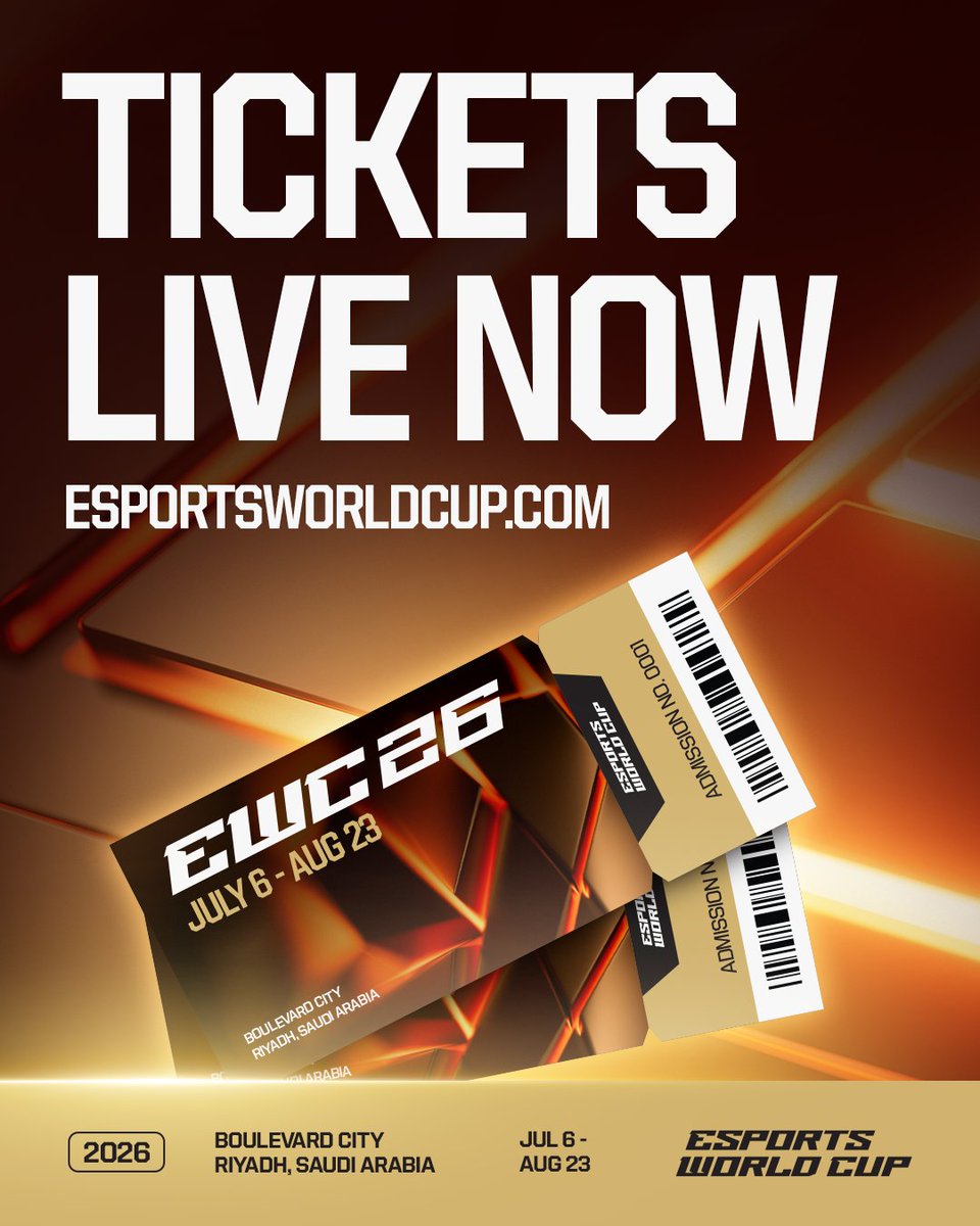 EWC_EN's tweet image. It’s happening!
EWC 2026 tickets are LIVE right now! 🎟️