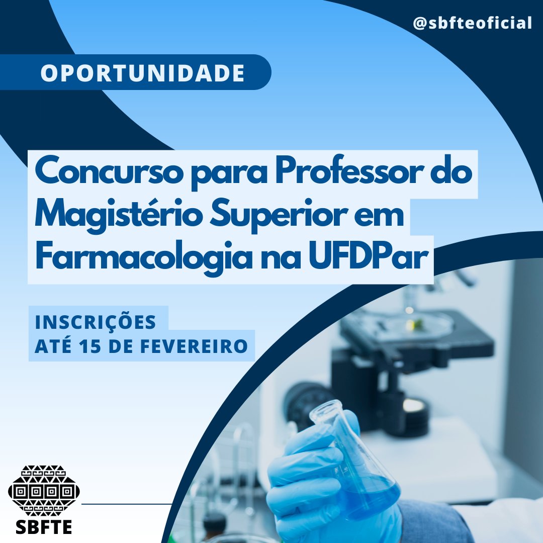 SBFTEnet's tweet image. Concurso para Professor do Magistério Superior em Farmacologia na Universidade Federal do Delta do Parnaíba (UFDPar)

🔗 Confira todos os detalhes no site: sbfte.org.br/concurso-para-…