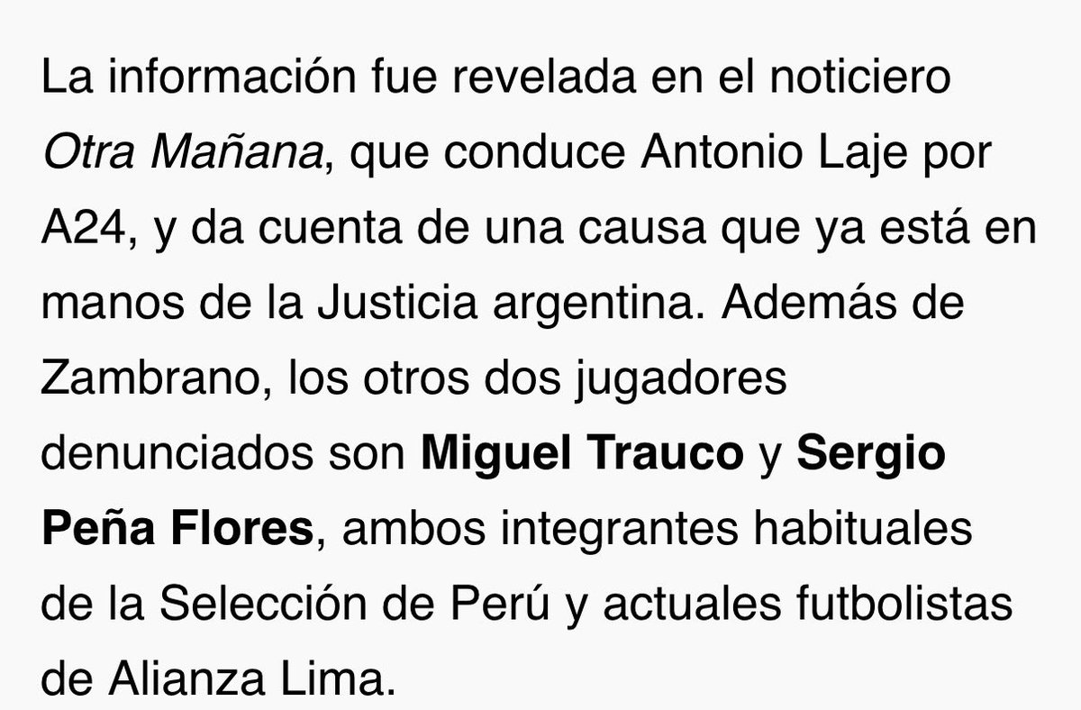 MeDicenPajita's tweet image. Denuncian en Argentina a Carlos Zambrano, Miguel Trauco y Sergio Peña por abuso sexual!