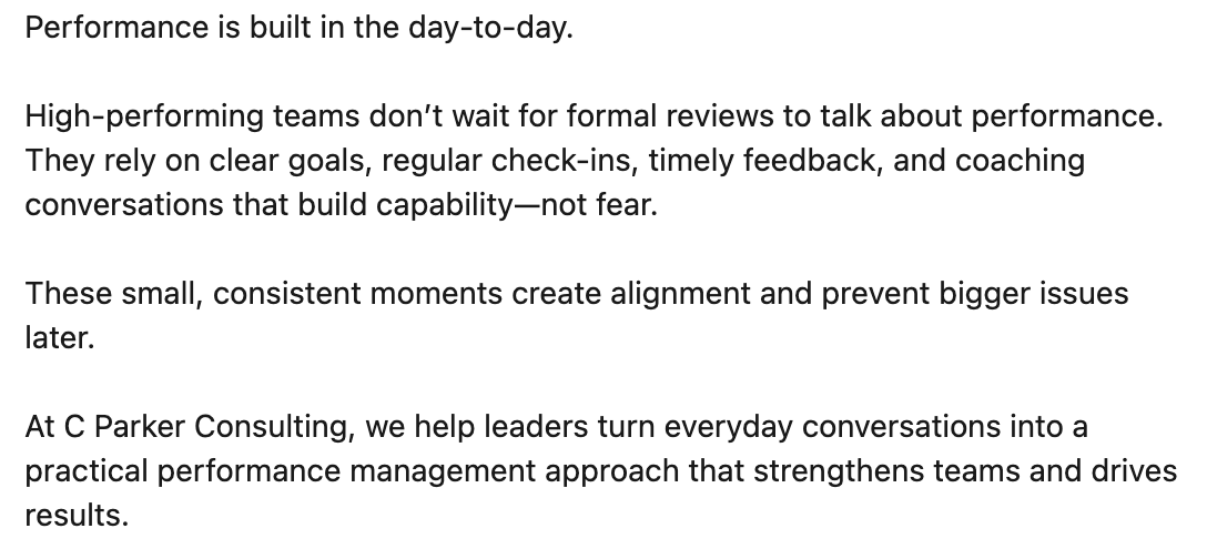 CPConsulting's tweet photo. Performance is built in the day-to-day. https://t.co/Zt8Wv3xrZZ