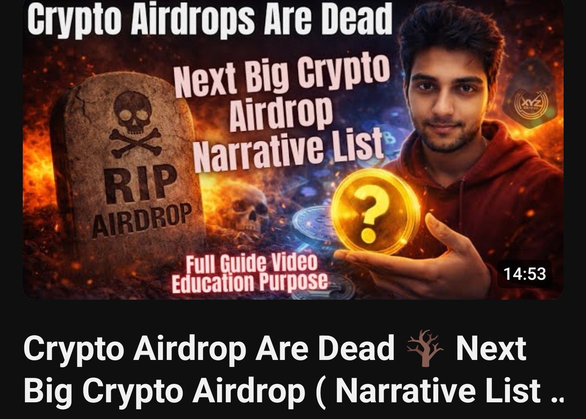 Crypto Airdrops Are Dead 🪾 This Will Decide Your 2026 ▶️  https://t.co/6XX5YbIhcu New video dropping soon: Airdrop List & Structured  Guide for 2026 The goal is simple. In 2026, no one in