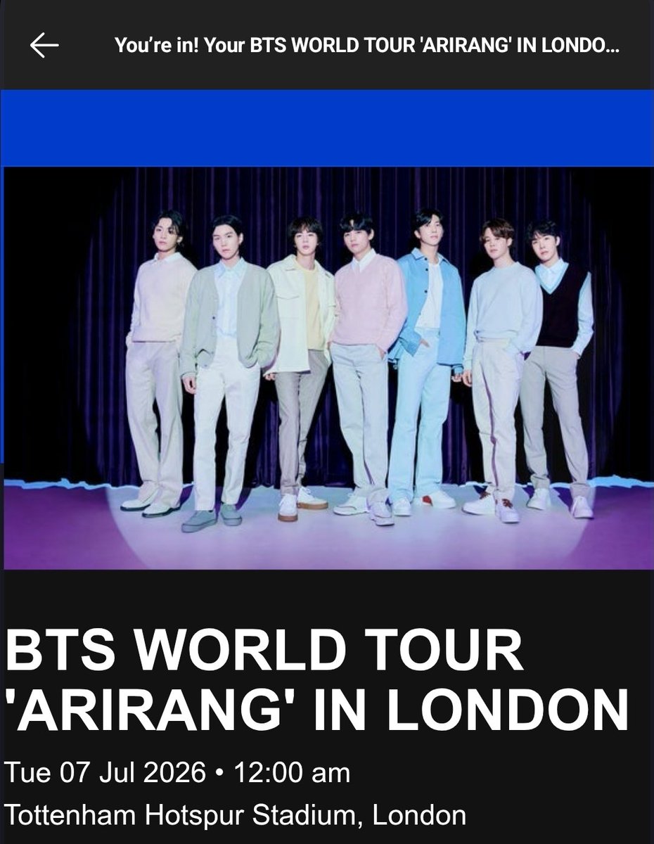 I'm seeing BTS in London! 🍀💜✨️