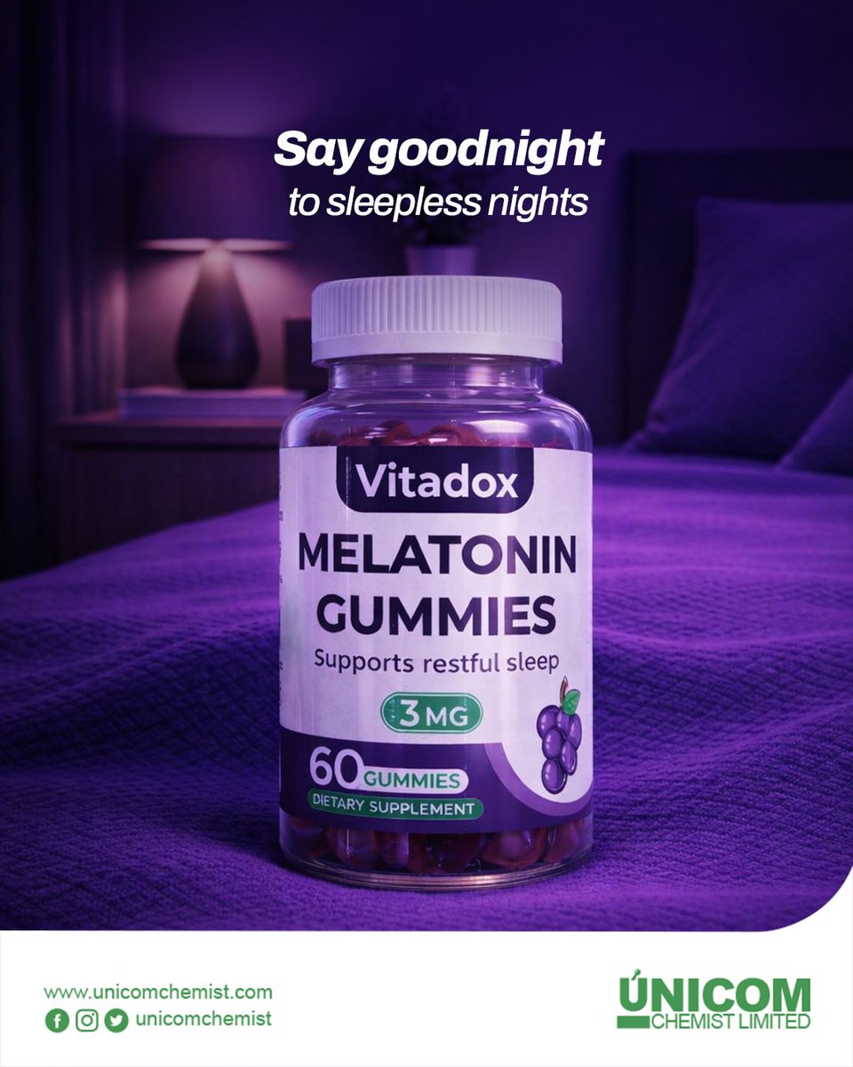 unicomchemist's tweet image. Long day? Your body deserves good rest. Support your sleep routine with Vitadox Melatonin Gummies. Now available at all Unicom Chemist retail centres. 

#QualityHealthcare #UnicomChemist
