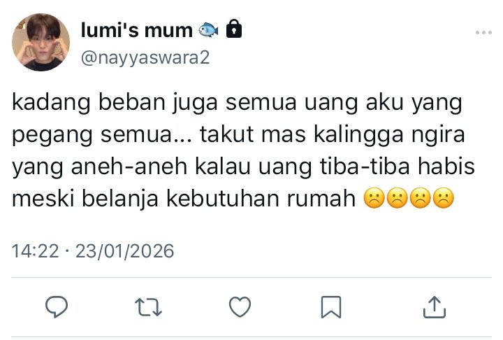[#KaliNaya] : Nayasa tuh bukan tipe yang suka asal hamburin duit. Apalagi dulu bukan berasal dari keluarga kaya, tapi semenjak nikah sama Kalingga... gaya hidupnya agak berubah... dikit 😌

— Hajeongwoo, some posts AU.
©flyyluvzzz, 2026