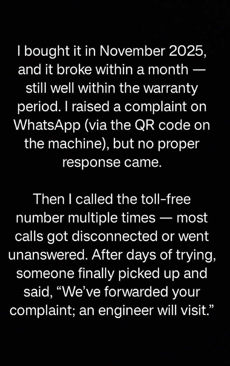MonanA_Bing08's tweet image. Had the worst experience: I bought a washing machine from @Flipkart of company @ThomsonTvIndia 
So apparently there is no one from washing machine department??? Wow! 

#thomsonindia #thomsonwashingmachine
#CustomerServiceFail #ConsumerRights #PoorService #WarrantyIssue