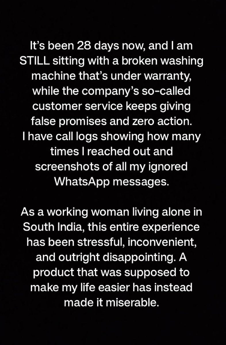 MonanA_Bing08's tweet image. Had the worst experience: I bought a washing machine from @Flipkart of company @ThomsonTvIndia 
So apparently there is no one from washing machine department??? Wow! 

#thomsonindia #thomsonwashingmachine
#CustomerServiceFail #ConsumerRights #PoorService #WarrantyIssue