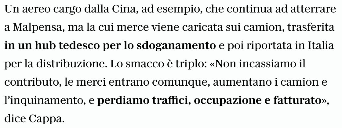 La stupidità, spiegata bene. Che accade quando sei l'unico paese Ue, con la Romania, ad adottare una tassa nazionale sui pacchetti importati?

Tassa sui pacchi cinesi: perché rischia di trasformarsi in un boomerang per l’Italia - la Repubblica repubblica.it/economia/2026/…