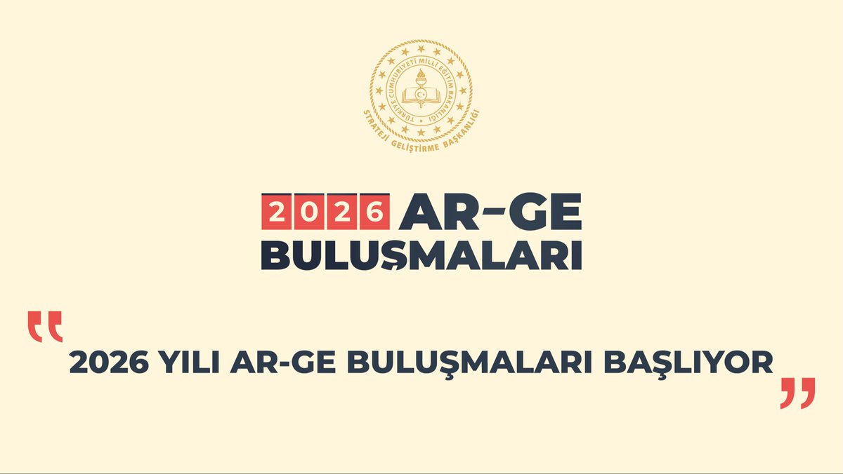 Başkanlığımız koordinasyonunda 81 İl MEM AR-GE birimlerinin katılımlarıyla gerçekleştirilecek “2026 Yılı AR-GE Buluşmaları Programı” hazırlanarak illere gönderilmiştir. Detaylar için 🗞️ ⬇️ 

🔗 meb.ai/QEr4cz

<a href="/Yusuf__Tekin/">Yusuf Tekin</a> 
<a href="/ercanturk28/">Ercan TÜRK</a> 
<a href="/tcmeb/">Millî Eğitim Bakanlığı</a>