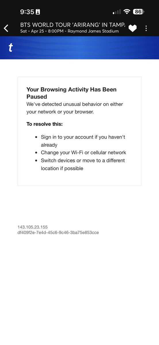 Finally got into BTS Ticketmaster que only to receive this😭😭😭😭

what the fuuuuuuuuuck