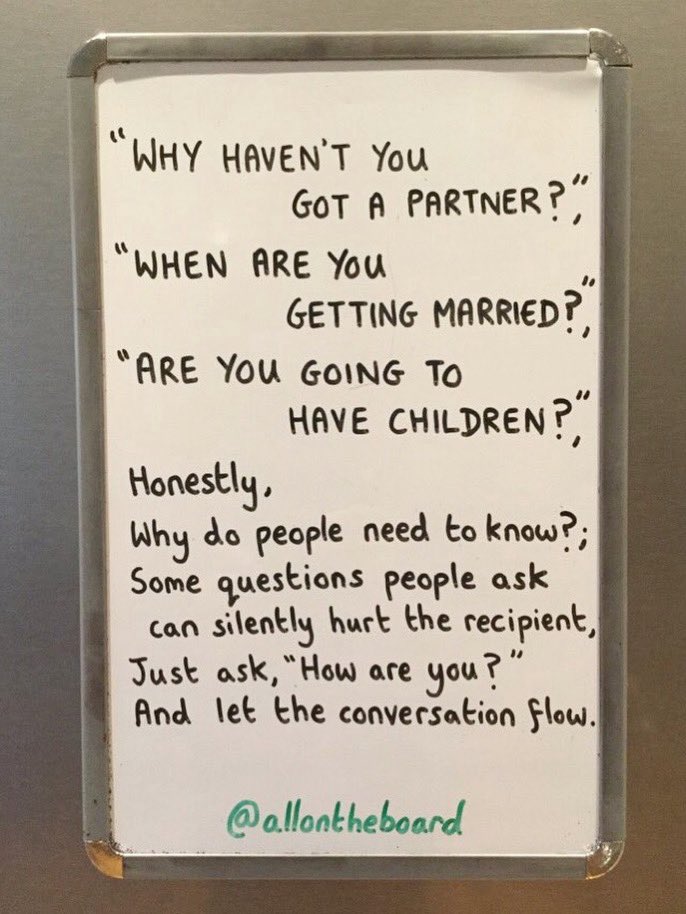 There are so many other questions we can ask instead of these ones. How are you?