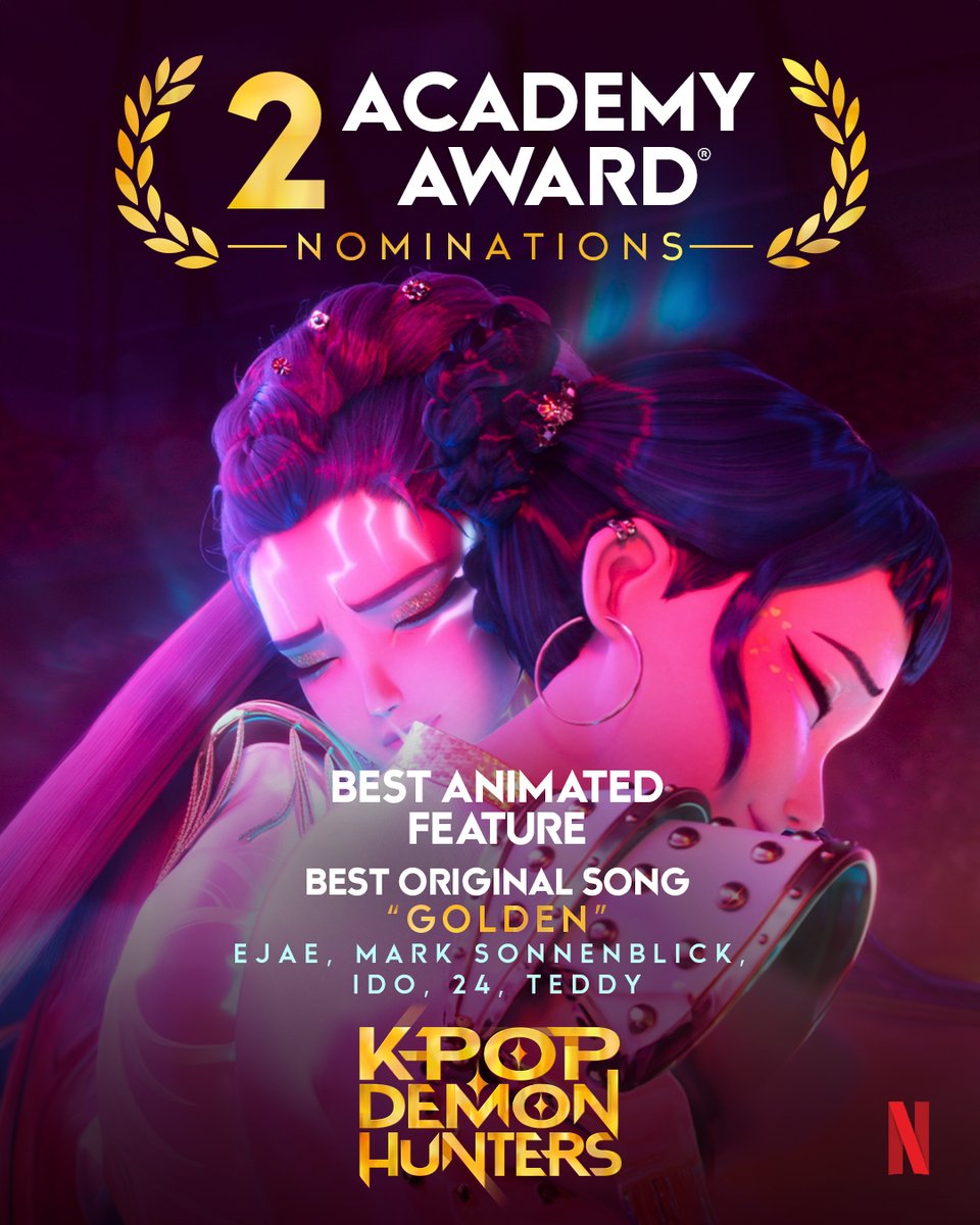 SonyAnimation's tweet image. Feeling extra Golden today. 💛 Congratulations to the entire KPop Demon Hunters team on receiving 2 Academy Award nominations!