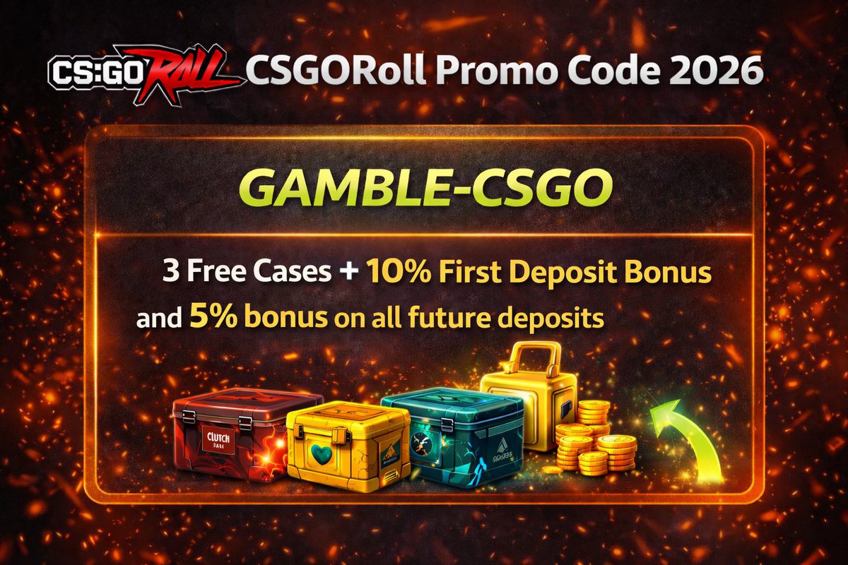 csgoroll_codes's tweet photo. CSGORoll Promo Code 2026 🎲🔥

Use code GAMBLE-CSGO on CSGORoll and unlock a stronger start:

🎁 3 FREE Cases
💰 10% bonus on your first deposit
🔁 5% bonus on all future deposits

Perfect for long-term play — more bonuses, more cases, more chances to win 💎 https://t.co/xUdjf1ToLG