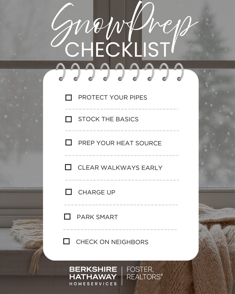 BHHSFosterKY's tweet image. ❄️ Snow is on the way! ❄️

Before the flakes start flying, here are a few ways to prep your home &amp;amp; yourself for the winter weather ahead. Stay warm, stay safe, and enjoy the snow if you can! ☃️

BHHSFoster.com

#SnowStorm #WinterHomeTips #RealEstate  #BHHSFosterRealtors