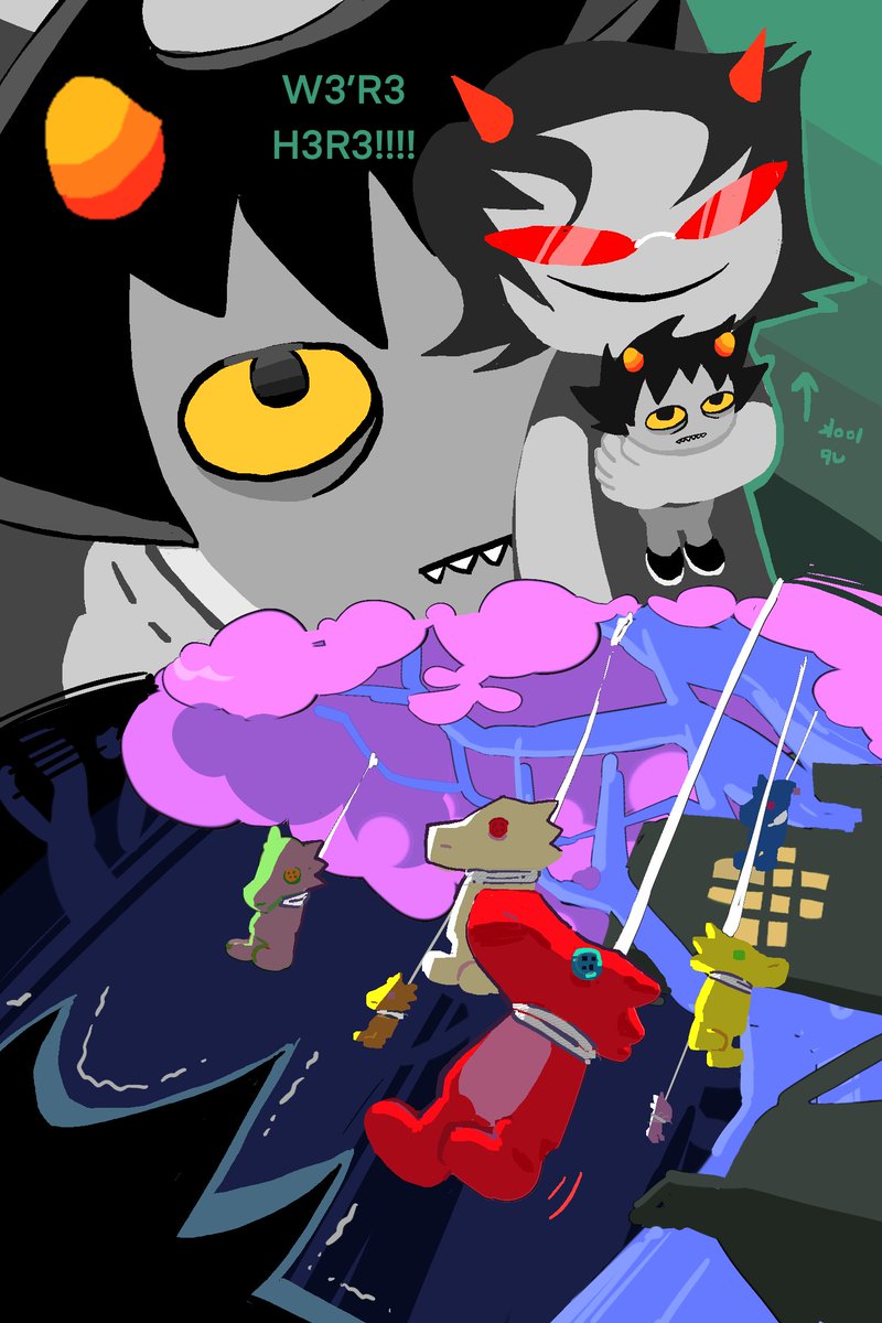 #Homestuck
Terezi meets Plushiekat
Plushiekat so fucking scared.