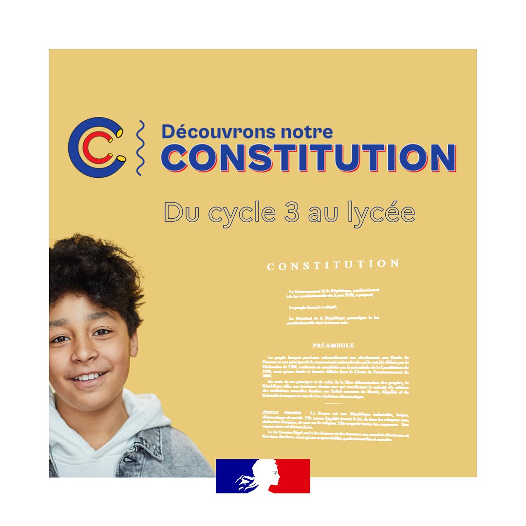 Le concours Découvrons notre Constitution permet aux élèves de mieux appréhender le rôle de la Constitution dans l’organisation de notre État de droit ⚖

Les inscriptions sont ouvertes à toutes les classes du cycle 3 au lycée jusqu'au 6 février ⤵

eduscol.education.fr/3295/concours-…