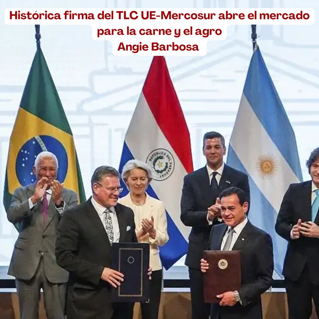 Tras 25 años de negociaciones, la firma del acuerdo en Paraguay marca un antes y un después para el comercio agropecuario del Mercosur, al abrir la puerta a un mercado de más de 720 millones de consumidores. 🌍📈

@fedegan <a href="/jflafaurie/">José Félix Lafaurie</a> @contganadero #ConstruyendoGanadería