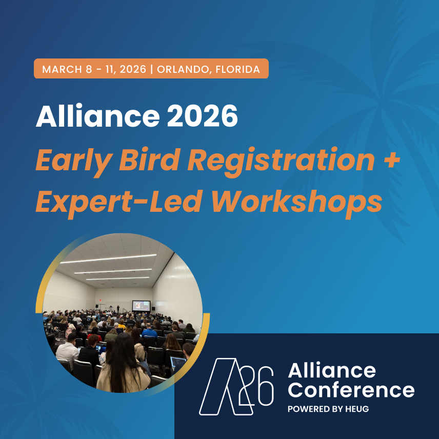 🚨 Early Bird Ends Feb 11! 🚨
Register for Alliance 2026 and level up your experience with Pre-Conference Workshops!

🎓 Hands-on, expert-led sessions💲 $300 per workshop | Space is limited
Workshops: bit.ly/47NimgW
Register: bit.ly/4qKjGIO