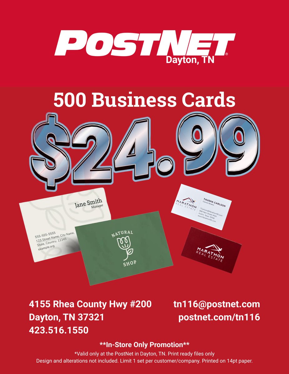 PostNetTN116's tweet image. Stand out at the meet &amp;amp; greet!

Don't show up empty-handed! 🤝 Upgrade your networking with 500 premium 14pt business cards for $24.99. Swing by PostNet Dayton today and make an unforgettable impression. Professional quality, right when you need it!

#Networking #BusinessCards