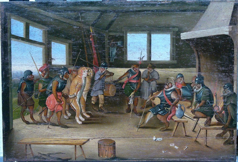 there’s a whole genre of historical paintings by a number of different artists that used “what if cats were at war with monkeys?” as an allegory for the wars between the dutch and the spanish