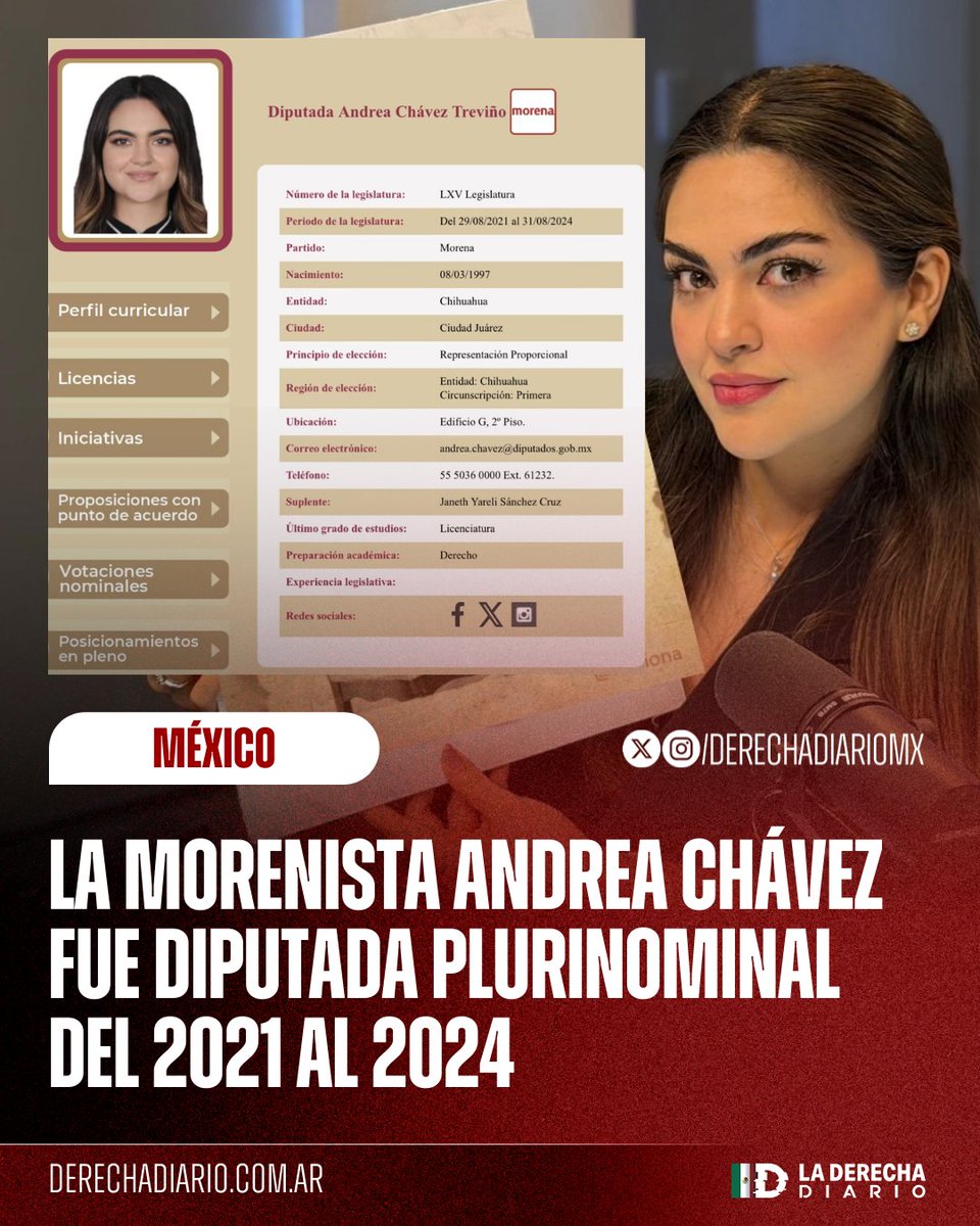 🚨🇲🇽 | HIPÓCRITA: La insoportable senadora del narcopartido Andrea Chávez, quien se queja de los diputados plurinominales y los critica, fue también plurinominal del 2021 al 2024.