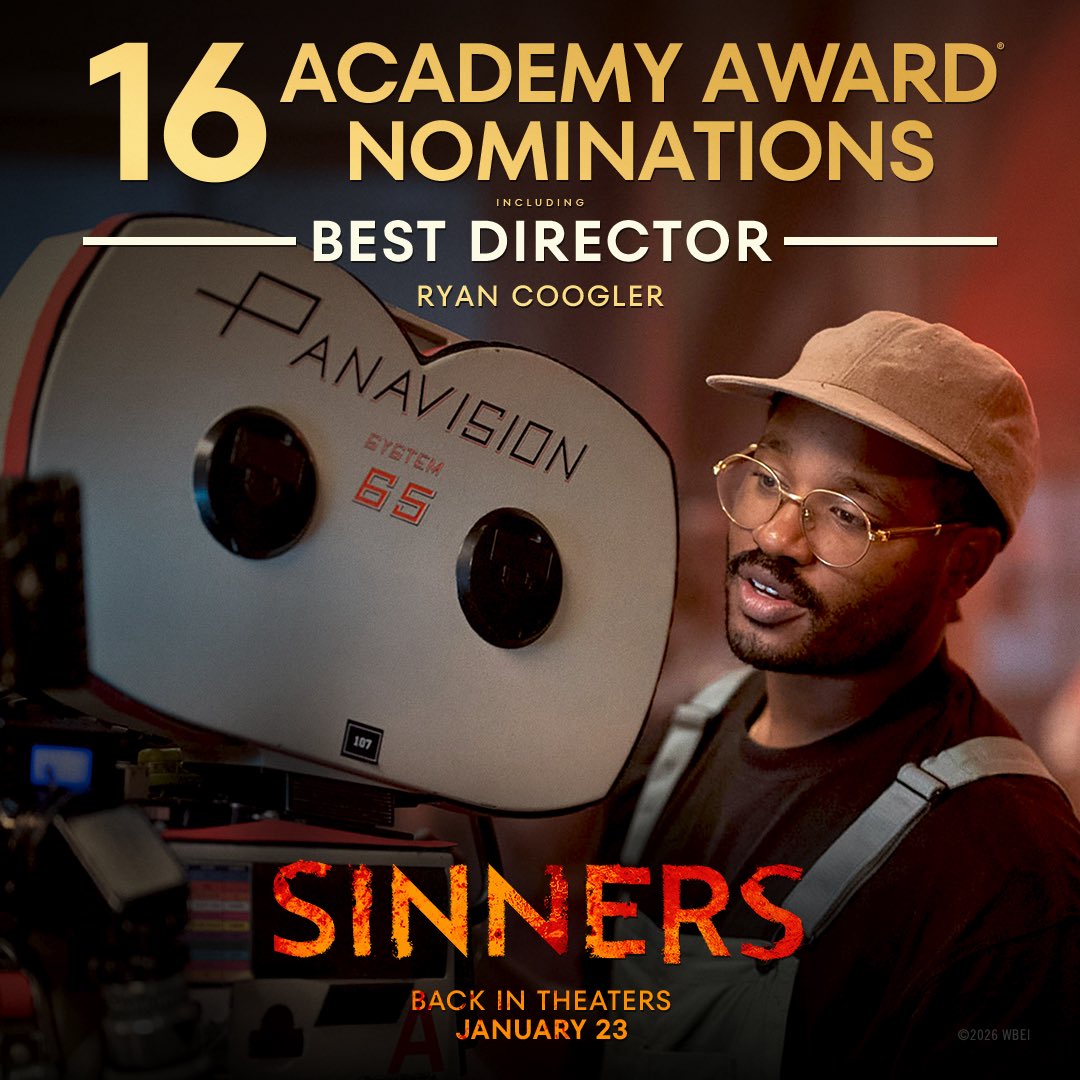 SinnersMovie's tweet image. Thank you to the Academy for recognizing the "Sinners" cast and crew with a record-setting 16 Academy Award® nominations for the 98th Academy Awards!

*Best Picture – Zinzi Coogler, Sev Ohanian, Ryan Coogler
*Best Director – Ryan Coogler
*Best Original Screenplay – Ryan Coogler…