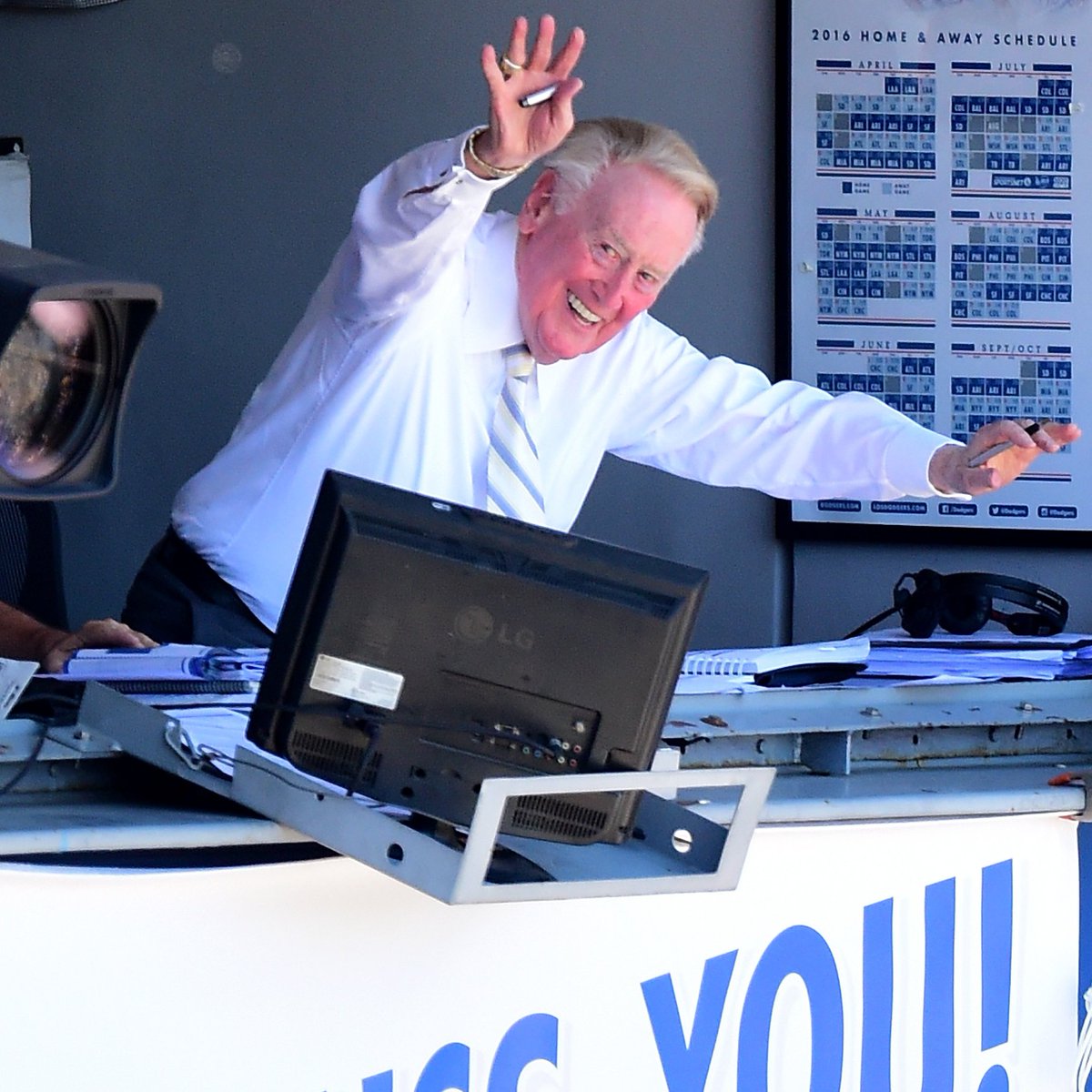 Vin Scully retired following the 2016 season, after 67 years as the @Dodgers play-by-play broadcaster 🎙️