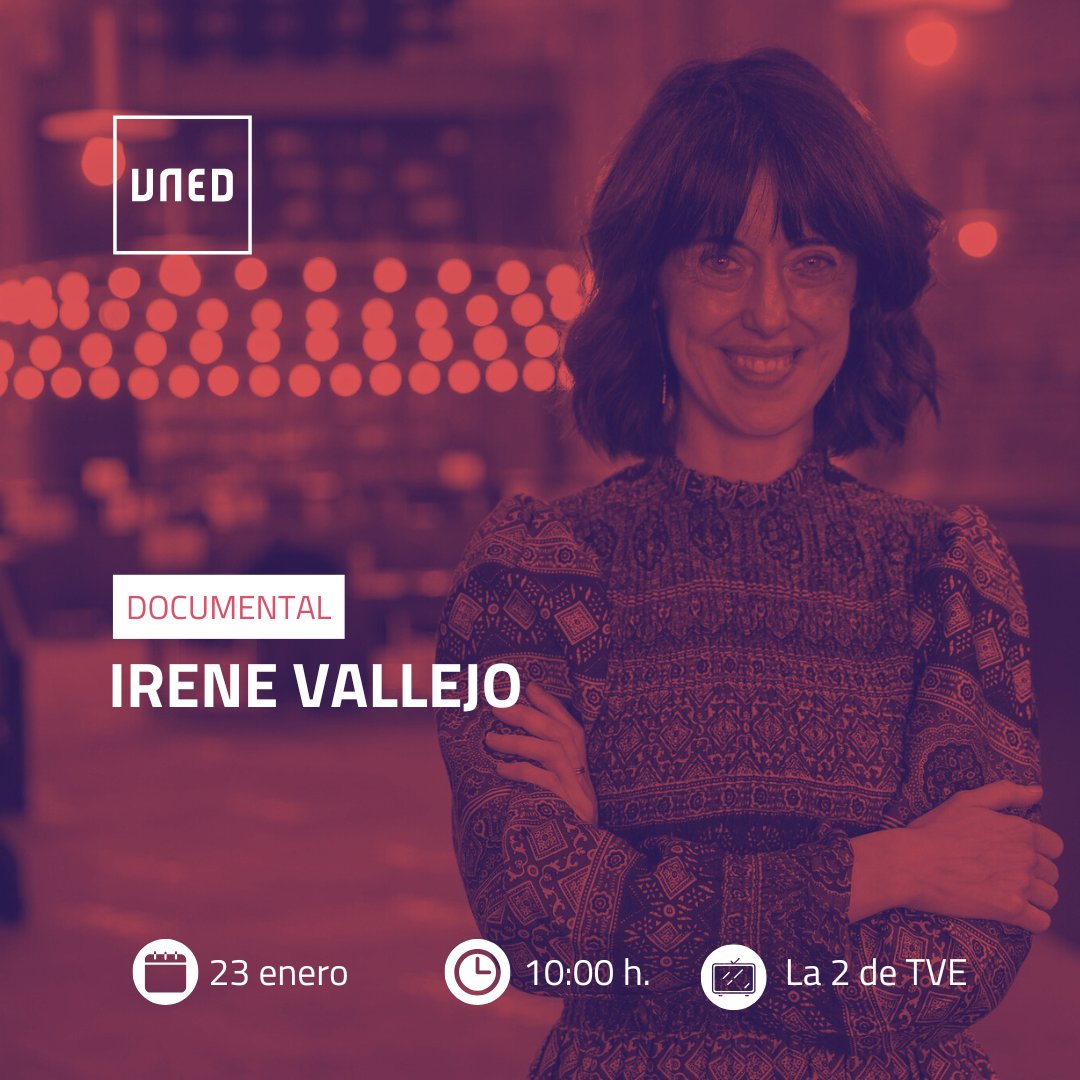 📺✨ Esta semana, en Universo UNED de La 2: 

🏅📚 La escritora aragonesa Irene Vallejo continúa cosechando reconocimientos por su obra. El último: la Medalla de Oro al Mérito en las Bellas Artes.