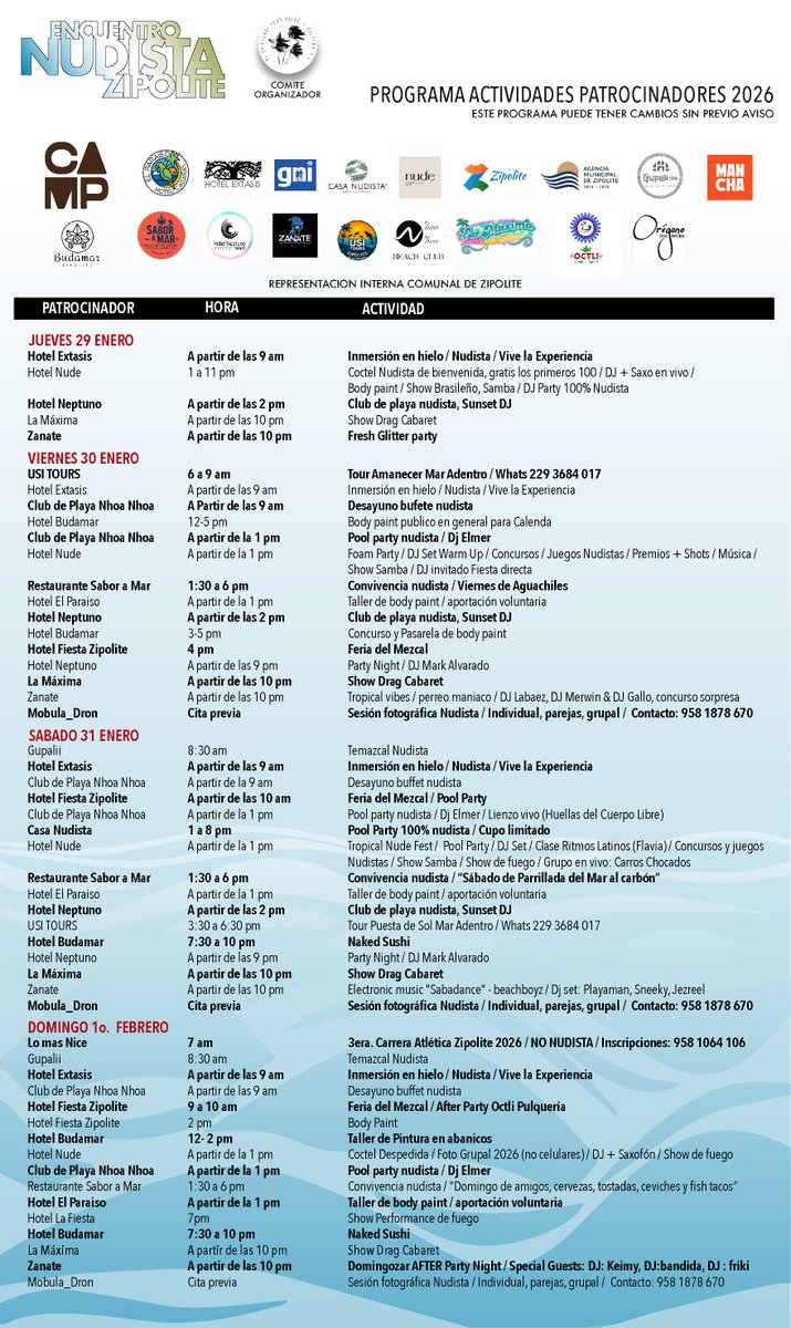 Encuentro Nudista Zipolite 2026 tweet media