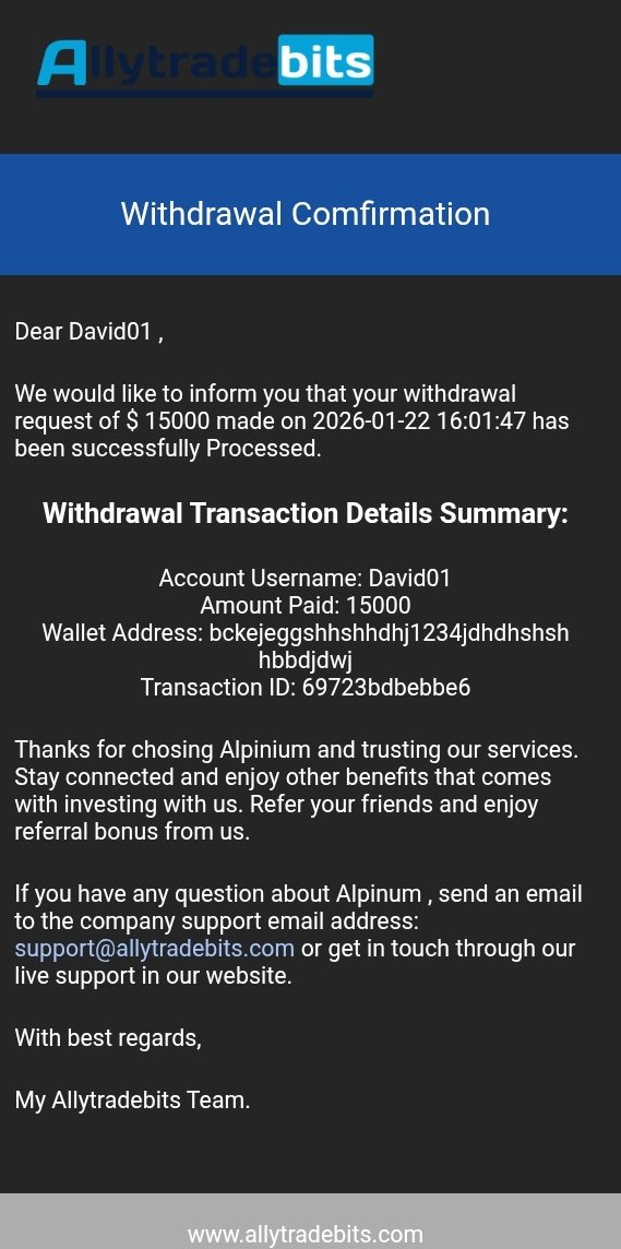 ALLYTRADEB003's tweet image. Congratulations 👏 on your withdraw investor David keep winning in Allytradebits investment company