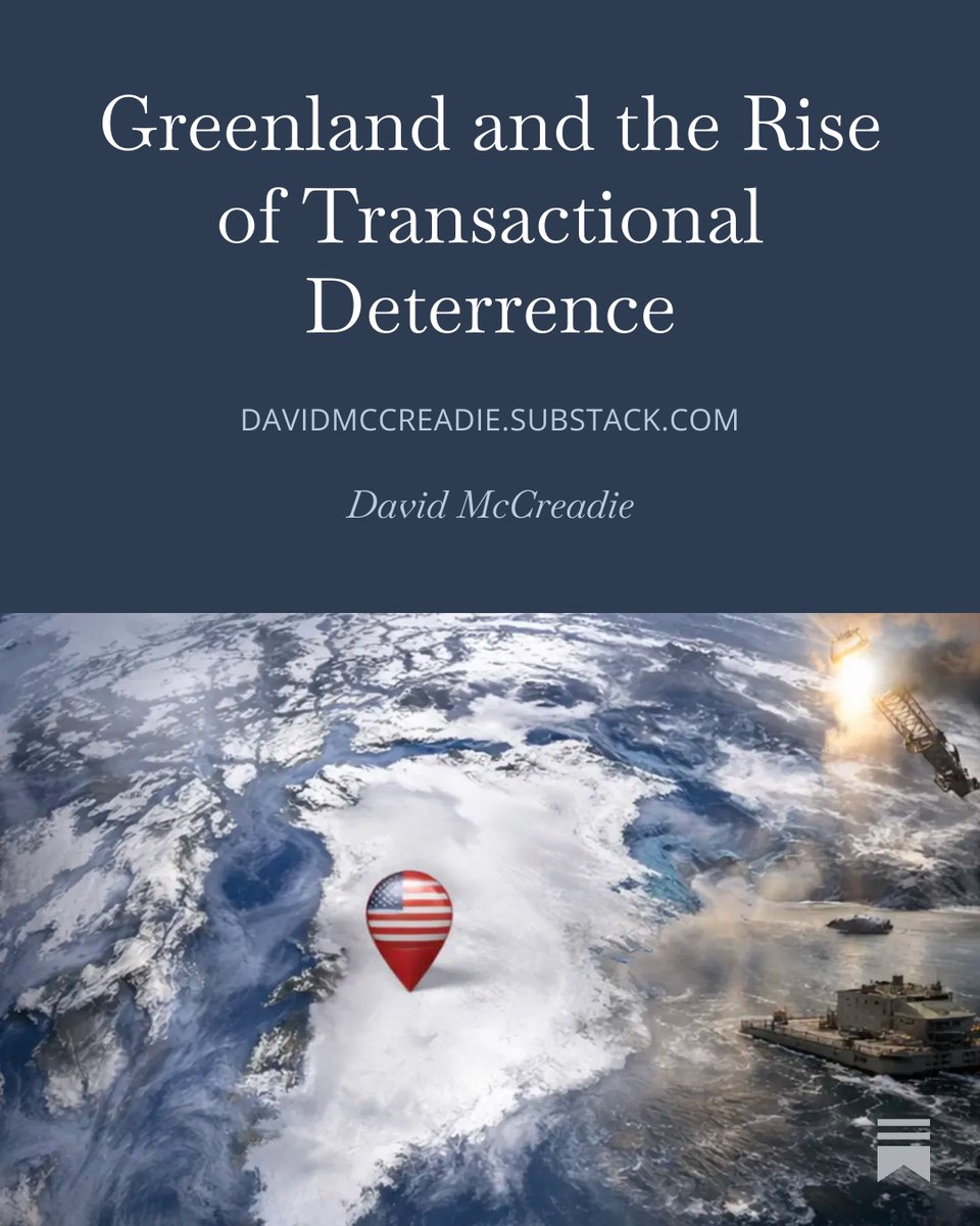 Greenland isn’t a land grab. It’s a signal.
About NATO. About power. About deterrence becoming transactional. I’ve written a piece on what this episode really reveals.
🧊 Greenland and the Rise of Transactional Deterrence
open.substack.com/pub/davidmccre…