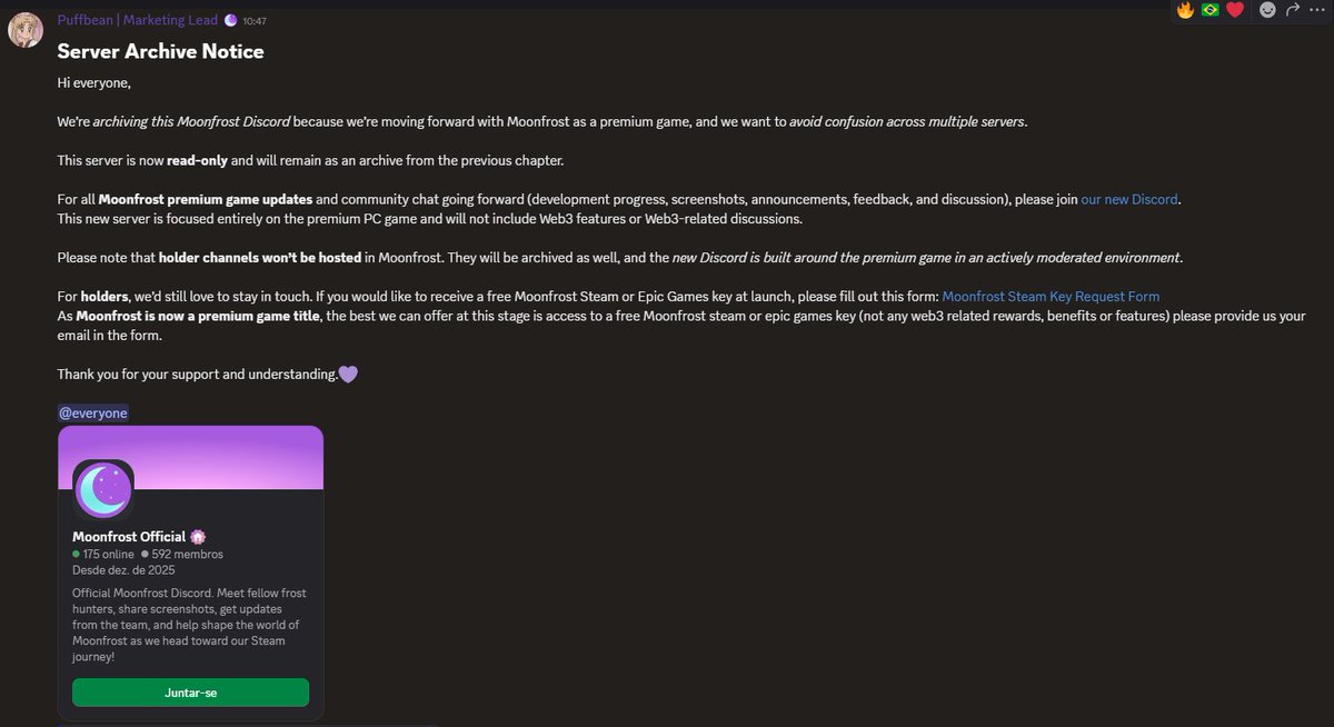 _prilco_'s tweet photo. @MoonfrostGame Typical portrait of web3 games: a good project, people playing for years believing in it, and what's left is crap. Thanks for your dollars and wasted time, take a subscription to continue playing, we have nothing to do with web3 and fuck it. https://t.co/WWDaHjngLj