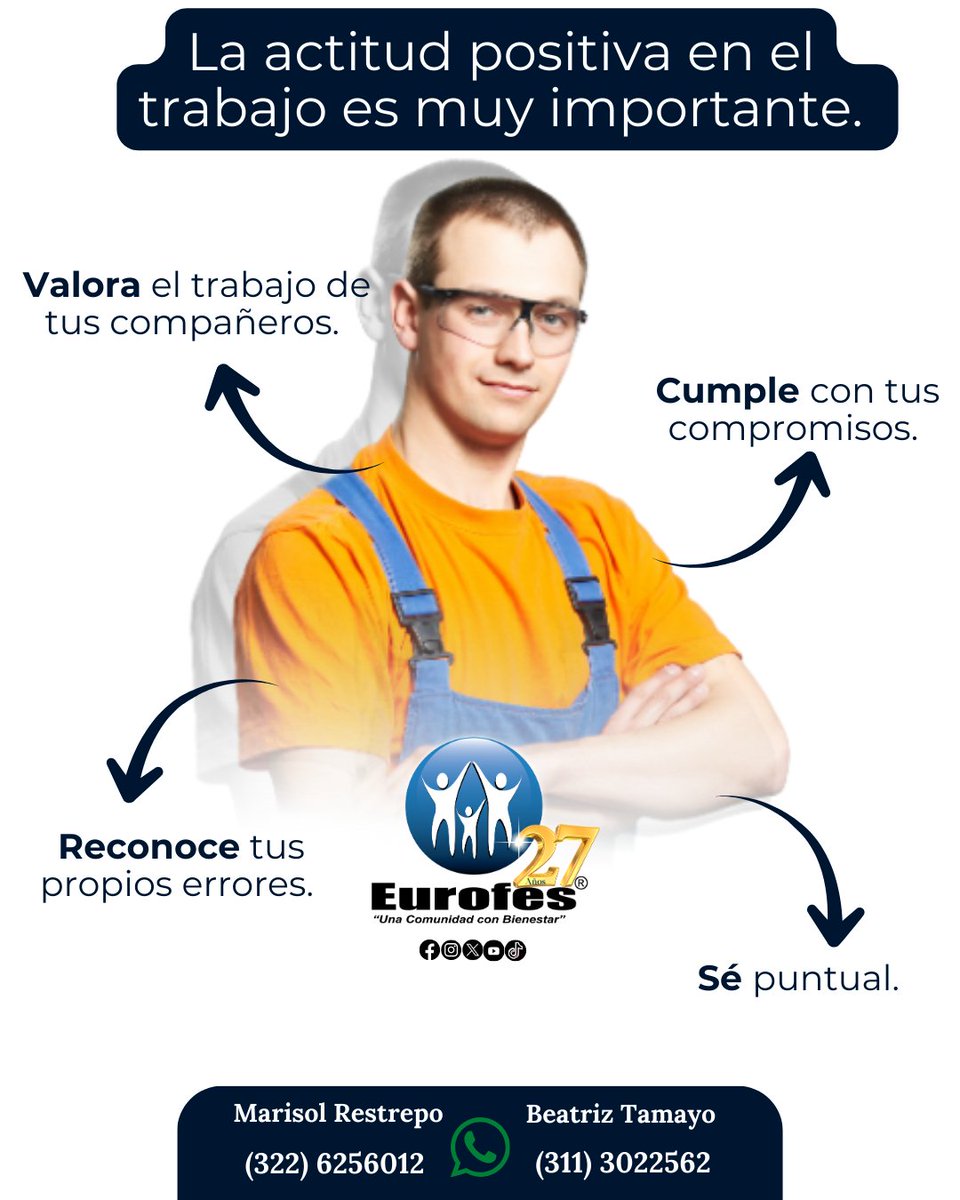 🌟 La actitud positiva en el trabajo lo cambia todo 🌟

🤝 Valora el trabajo de tus compañeros
✅ Cumple con tus compromisos
🪞 Reconoce tus propios errores
⏰ Sé puntual

Pequeñas acciones construyen grandes equipos 

#ActitudPositiva #TrabajoEnEquipo #CrecimientoProfesional