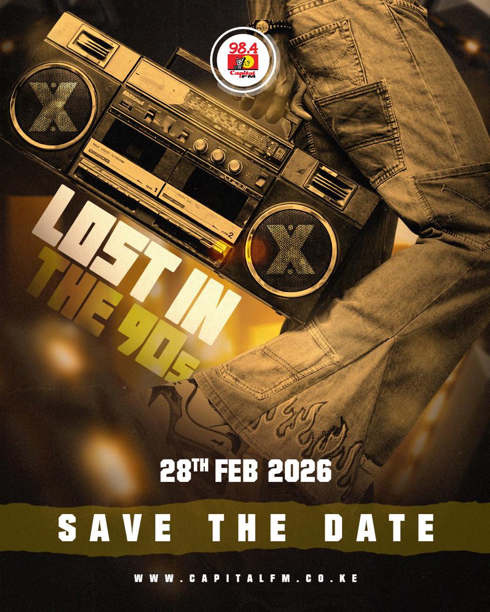 CapitalFMKenya's tweet photo. Save the Date
Something exciting is loading…
Full details dropping soon. #Lostinthe90s #Capitalevents https://t.co/Y79lRI9Te5