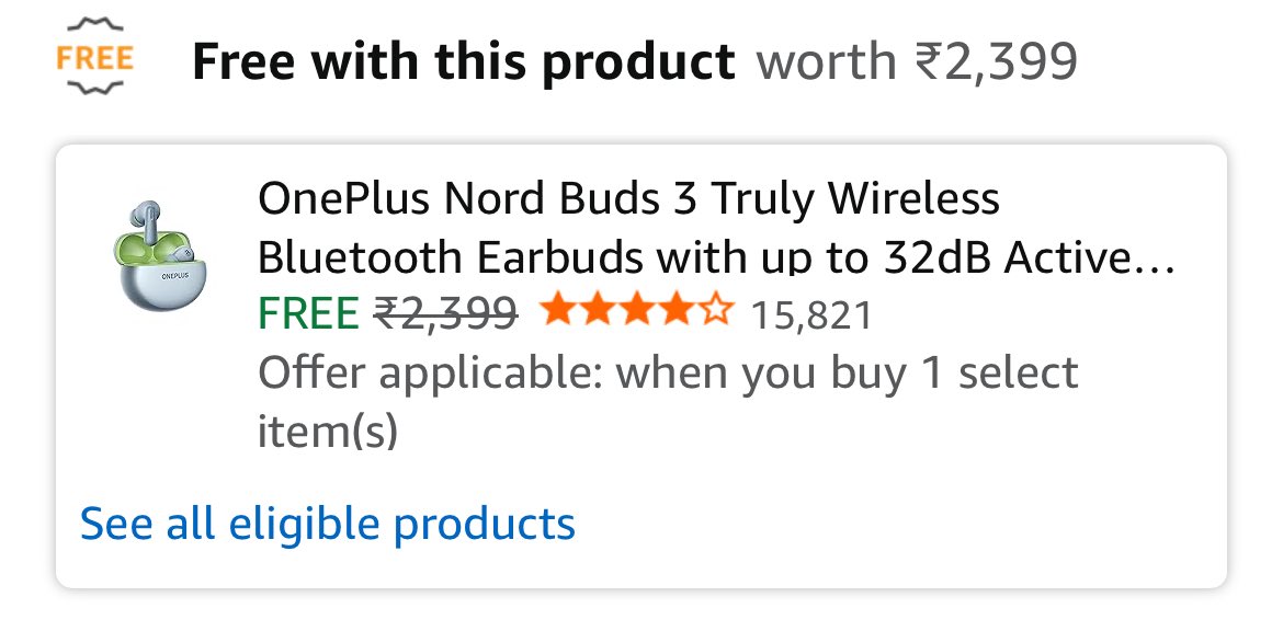 PRAK45H's tweet photo. Hey @amazonIN @OnePlus_IN I ordered Oneplus 15 last night which i got delivered today but that free earbuds unable to deliver cause of pincode issue please help me to get ￼OnePlus Nord Buds 3 https://t.co/sP6U8pNE0V