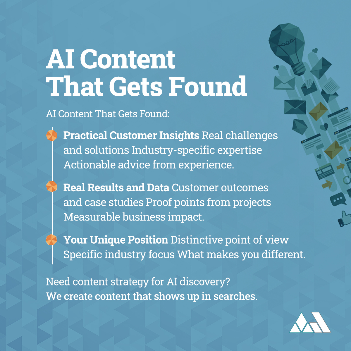 AnneomalyCo's tweet photo. The companies that show up in AI responses share three things: practical customer insights from real experience, solid data and proof points, and a unique market position that stands out.

Build content libraries that work for both human readers and AI discovery. https://t.co/tkz60G4pZU