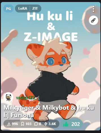 vadigr123's tweet photo. Upgrade 2 LoRAs:
-> https://t.co/mX1rYtDCrp <- 

#civitai, #tensor, #seaaart, #ai, #lora, #milkytiger, #furry, #hukuli, #zimage, #ZIT https://t.co/Xs8ddMVv1h