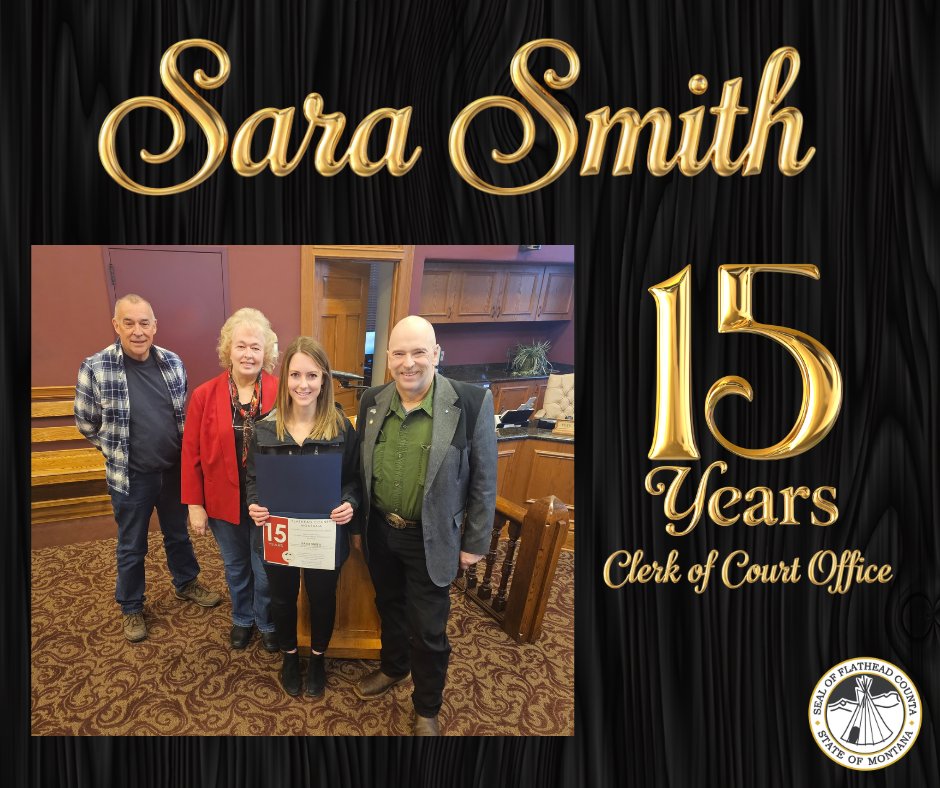 🎉 Celebrating 15 Years of Service! 🎉

For 15 years, Sara Smith has been a steady, compassionate force behind the scenes of Flathead County’s judicial system. 
👏 Read more about her journey, her team, and what drives her public service on our blog:
👉  flatheadcounty.gov/department-dir…