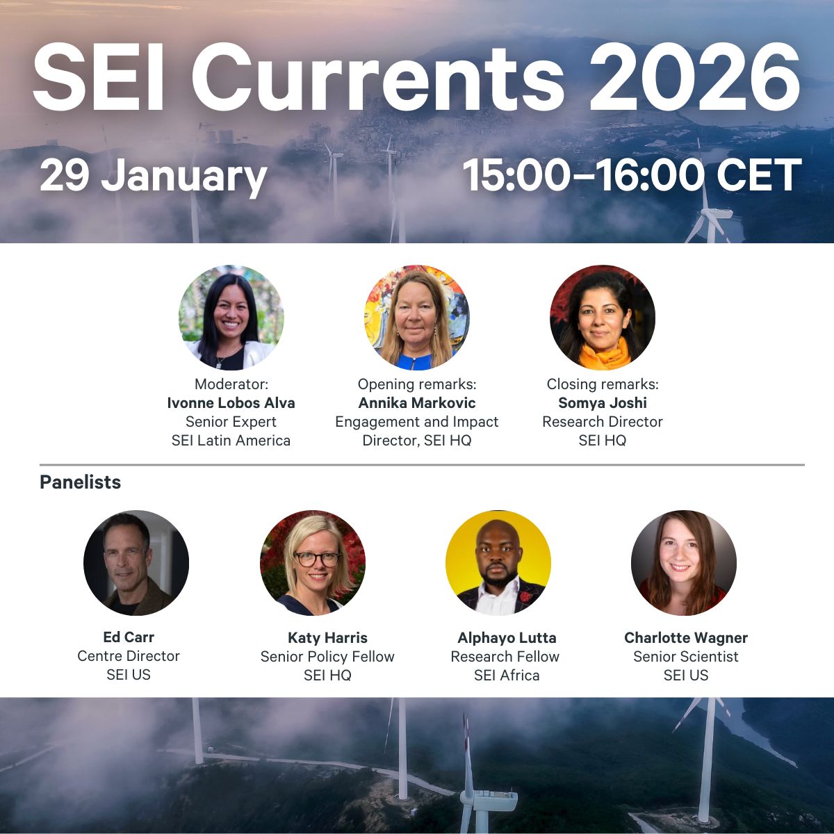SEIresearch's tweet photo. One week away! ⏳ 

Join us on 29 January for Currents 2026 where SEI experts reflect on emerging trends climate, resilience and sustainable development.

Register now: https://t.co/MwH7sBgxkH https://t.co/d8MLwnkoft