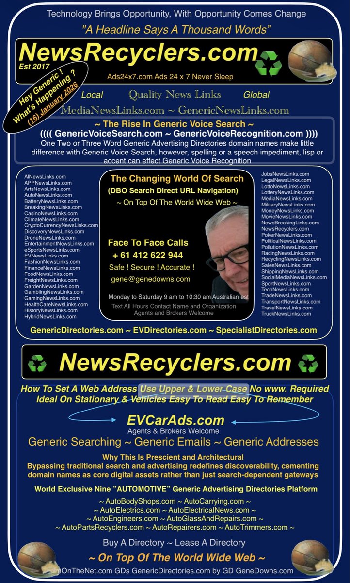 GenericDirecto1's tweet image. The Generic Directories Platforms were successfully created by Gene Downs who has been investing &amp;amp; skilfully correlating Generic Directories since 1998 &amp;gt; The Future of Al-Powered Generic Directories and EV Directories - Gene Downs The Generic Strategist &amp;gt;