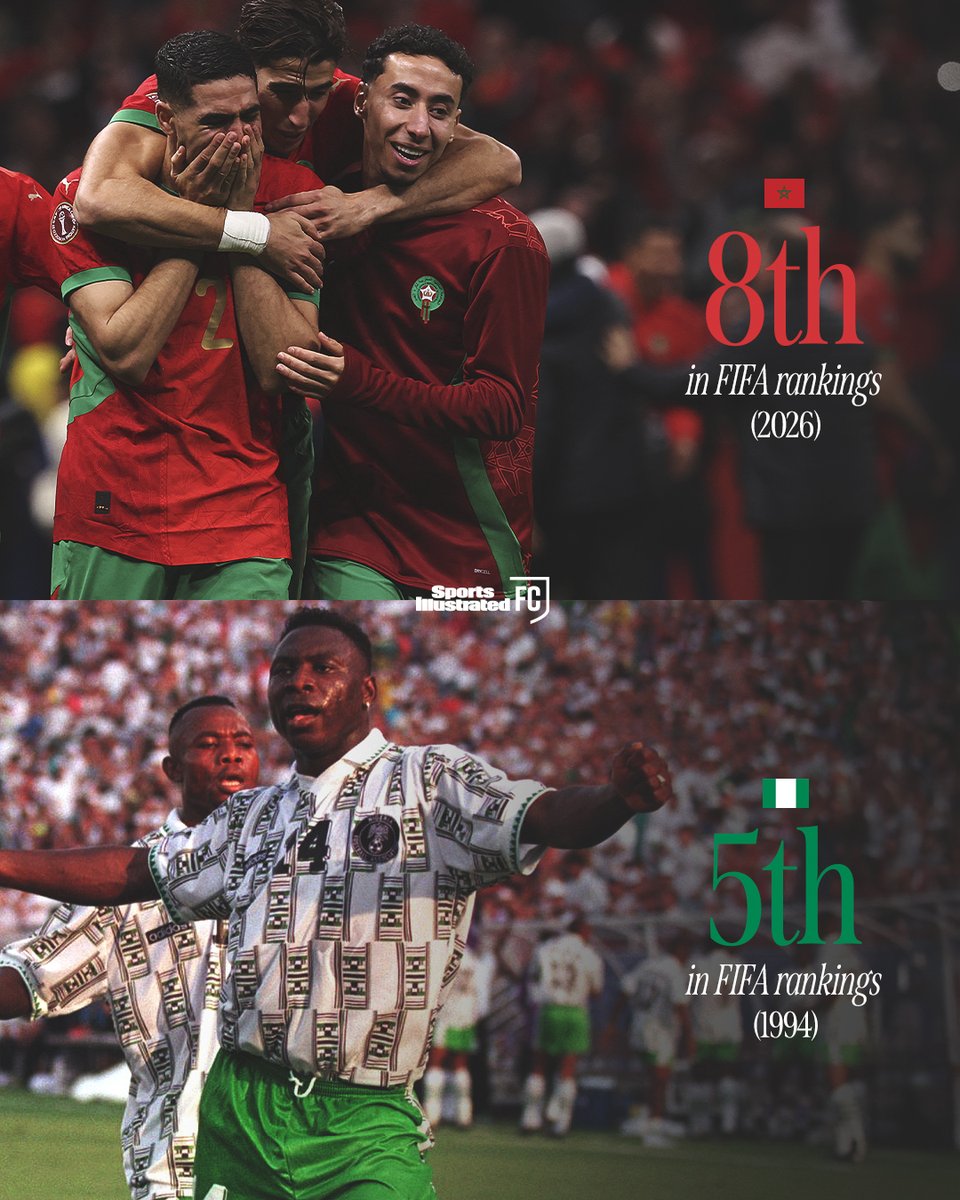 Nigeria are the only African nation in history to have a higher FIFA ranking than the current Morocco team.